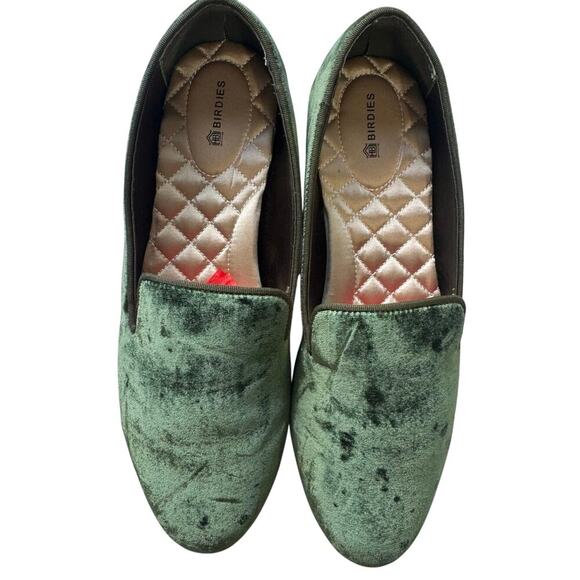 Birdies The Starling Loafers Velvet Semi Formal Flats In Moss Green Size 10 - Picture 4 of 12